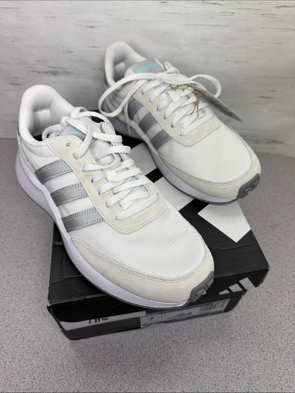 adidas women’s White Sneakers with Silver Stripes